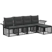 Syfax Outdoor-Sofagarnitur 5 stk. Schwarz und Dunkelgrau Polyester