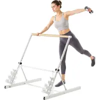 StarTech.com Ballettstange - Tanzstange - Höhenverstellbar 4-stufig (81,3–96,5 cm) - Holzstange - Für Stretching, Yoga & Gleichgewichtstraining