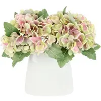Otto Home Kunstblume "Hortensienbusch", grün (grün, rot), B:30cm H:30cm, Keramik, Kunststoff, Polyester, Kunstpflanzen, Kunstblume, In Keramikvase