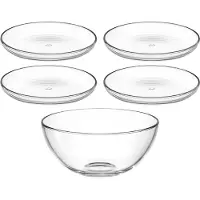 Leonardo Schale "Schalen-/Teller-Set, 5er Set CUCINA, 4x Ø 18 cm & 1x Ø 21,5 cm", transparent, H:10cm Ø:21,5cm, Glas, Schüsseln, Schale, Spülmaschinengeeignet