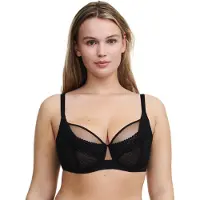 Chantelle Bügel-BH "PLAY", Damen, Gr. 90, Cup E, schwarz, Obermaterial: 83% Polyamid, 17% Elasthan, BHs Bügel-BH, Spitze, Tüll, blickdichtes Gewebe, Cut-Outs am Mittelsteg