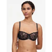 Chantelle Balconette-BH "FLEURS", Damen, Gr. 65, Cup G, schwarz, Obermaterial: 51% Polyamid, 28% Polyester, 21% Elasthan, BHs Balconette-BH, mit floraler Stickerei