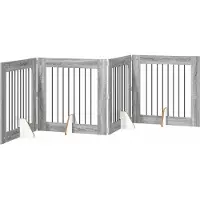 vidaXL Klappbares Hundetor mit Ständern 4 stk. Sonoma-Grau 321 cm