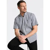 BOSS Kurzarmhemd Button-down-Kragen Regular Fit, Baumwollmix