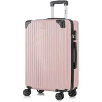 YONSLY Koffer Trolley Reisekoffer Suitcase, Rollkoffer Handgepäck ,mit 4 Rollen360°, Hartschalenreisekoffer, Zahlenschloss, Weicher Gummigriff (L, Roségold)