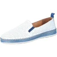 Manitu Damen Slipper aus echtem Leder mit Lochmuster und Wechselsohle 840134, Größe:37 EU, Farbe:Blau