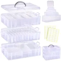 Merkloos Aufbewahrungsbox Stapelbox Sortierbox - Stapelbar - 3 Ebenen - 56 Fächer - Transparent mit Aufklebern