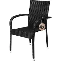 Casaria Polyrattan Stapelstuhl Comfort 4er-Set Schwarz