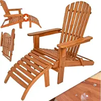 Casaria Sonnenliege Holz Wetterfest Klappbar 160kg Belastbarkeit Fußstütze Armlehnen Garten Balkon Terrasse Holzstuhl Liege Ergonomisch Adirondack