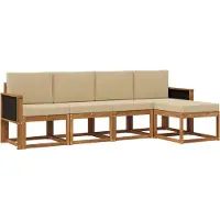 vidaXL Outdoor-Sofagarnitur 5 stk. Natur und Beige Polyester
