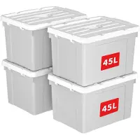 OEM 4 Aufbewahrungsboxen 45L, Kunststoff, mit Deckel, stapelbar