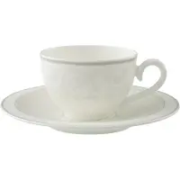 Villeroy & Boch Tasse "Kaffeetasse mit Untertasse Gray Pearl 120 ml weiß", weiß, B:16cm H:8,2cm Ø:16cm, Porzellan, Trinkgefäße, Tasse, Spülmaschinenfest, Mikrowellensicher