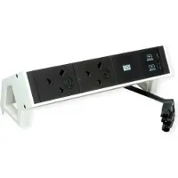 Bachmann DESK2 2xUK 1xUSB A/C 22W, 0,2m GST18 RAL9010 United Kingdom