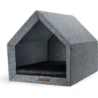Rexproduct - PetHome Hundehütte mit Liegefläche und Dach Biss- und Kratzfest Gute Schalldämmung Umweltfreundlich & Einfach zu Montieren Größe S (60x42x43 cm) - Hellgrau und Graphit