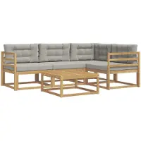 vidaXL Outdoor-Sofagarnitur 5 stk. Weiß und Hellgrau Polyester