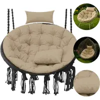 Blomster Hängesessel Kissen, Polster für Polyrattan / Rattan Hängeschaukel, Rund Hängekorb kissen, Rückenkissen – XXL 110 cm – beige