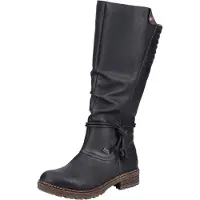 Rieker Winterstiefel , Damen, Gr. 41, Warmfutter, Normalschaft, schwarz, Lederimitat, Schuhe Winterstiefel, Langschaftstiefel, Blockabsatz, mit -TEX-Membran