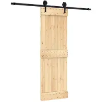 Syfax Schiebetür Natürlich und Schwarz 70 x 210 cm Massivkiefer