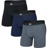 Saxx Essential Cotton Boxer Brief FLY 3PK black/turbulence/maritime (BGN) XL