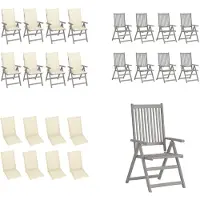 vidaXL Verstellbare Gartenstühle mit Auflagen 8 Stk. Grau Akazienholz - Gartenstuhl - Gartenstühle - Stuhl - Stühle