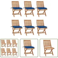 The Living Store Klappbare Gartenstühle mit Kissen 6 Stk. Massivholz Teak
