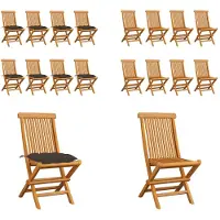 vidaXL Gartenstühle mit Taupe Kissen 8 Stk. Massivholz Teak - Gartenstuhl - Gartenstühle - Holz-Gartenstuhl - Holz-Gartenstühle