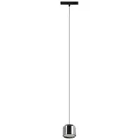 LINDBY LED-Pendellampe Lumaro,schwarz,Ø8,2cm,Alu,48V,dimmbar