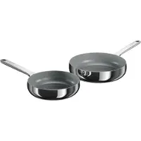 Berghoff Home Bratpfannenset 2 teilig Edelstahl 20 und 24 cm, Antihaft, PTFE frei, für alle Herdarten, Stellar Steel
