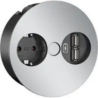 Bachmann TWIST 1x Schutzkontakt, USB-Charger A/A 15W , GST18-Stecker, chrom, 0,2 m