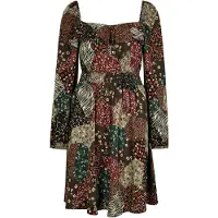 Apricot Minikleid "Patchwork Kleid", Damen, Gr. XS (34), N-Gr, braun, Obermaterial: 100% Viskose LENZING ECOVERO CV LenzEcov., Kleider Minikleid, mit Blumen- und Zebramuster