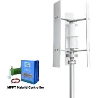 StarTech.com Vertikale Windkraftanlage SH-3000W - Windgenerator - 5000W 24V - Leise - 3 Rotorblätter - Hybrid-Laderegler Off-Grid - Für Haushalt - Weiß