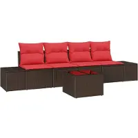 Syfax Sofa Set 5 stk. Braun [Synthetisch]: Poly Rattan