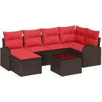 Syfax Gartensofa-set 7 stk. Braun [Synthetisch]: Poly Rattan
