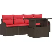 Syfax Gartensofa-set 5 stk. Braun Poly-Rattan