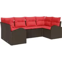 Syfax Gartensofa-set 6 stk. Braun [Synthetisch]: Poly Rattan