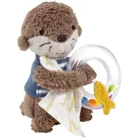 Fehn Rassel "Otter Theo, Rasselring Otter", braun, Greifspielzeug, BabyB:10cm H:14cm, Plüsch, Softvelour, Rassel, B:10cm H:14cm