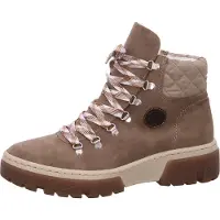 Rieker Winterboots , Damen, Gr. 42, Warmfutter, beige, Lederimitat, Textil, Schuhe Winterboots, Winterstiefelette, Schnürboots, Plateau, mit Warmfutter-Ausstattung