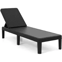 Costway Sonnenliege wetterfest, Gartenliege mit verstellbarer Rückenlehne, Balkonliege Kunststoff, Terrassenliege bis 150kg, Liegestuhl Schwarz