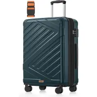 Songmics Koffer, Hartschalenkoffer mit TSA-Schloss und Koffergurt, erweiterbar, L, 65 cm, für Urlaub, 4 Rollen, türkis