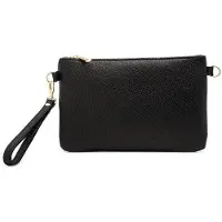 OEM Italienischer Damen-Leder-Clutch – Handtasche & Schultertasche – 100% Handgefertigt in Italien – abnehmbarer Schultergurt & Handgriff (schwarz)