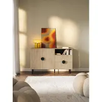 EURO-MEBLE Kommode OSAKA - 137 cm - Sideboard, Mehrzweckschrank (Eiche Cremona)