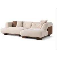 Xl Moebel Gmbh 3-Sitzer-Sofa mit Ecksofa in Beige und braunem Sessel mit Holzrahmen