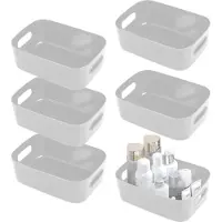 Sonstiges 6er Set Graue Aufbewahrungsboxen mit Griffen aus Kunststoff & Deckel