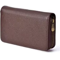 OEM Leder-Federmäppchen für Füllfederhalter, 10 Fächer, Reißverschluss, Kaffeebraun