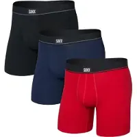 Saxx - Essential Cotton Boxer Brief Fly 3-Pack - Alltagsunterwäsche Gr L schwarz