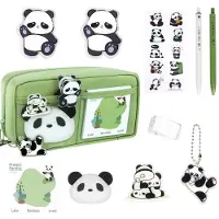 Merkloos Federmäppchen Stifteetui Schulmäppchen - Großes Fassungsvermögen - Reißverschluss - Panda-Motiv - Für Schule und Büro