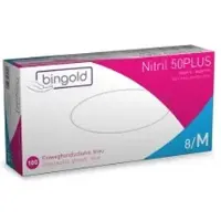 BINGOLD GmbH & Co. KG BINGOLD Nitril 50PLUS Einweghandschuhe, puderfrei, blau, Unsterile Nitrilhandschuhe mit texturierten Fingerspitzen, 1 Karton = 10 Packungen à 100 Stück, Größe M