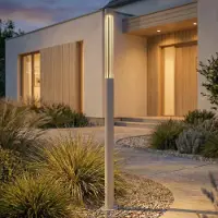 LINDBY LED-Wegeleuchte Fjorya, Höhe 90 cm, steingrau, IP65