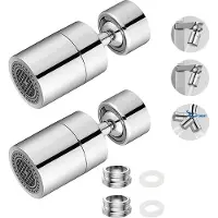 Markenlos 2 Stück Wasserhahn Aufsatzstück Wasserhahn Sprudelwasserhahn 360° drehbar wassersparend Chrom M22- M24 Messing Hahn Belüfter mit 2-Flow Doppel-Funktion für Küche Badezimmer