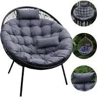 Blomster Hängesessel Kissen, Polster für Polyrattan / Rattan Hängeschaukel, Rund Hängekorb kissen, Rückenkissen – XXL 110 cm – dunkelgrau